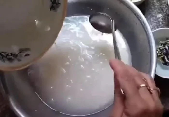 Ngâm gạo nếp với nước cốt dừa.