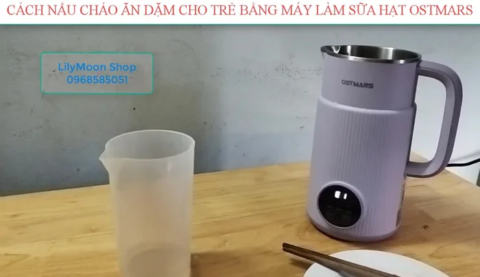 Đóng nắp máy (chú ý đóng kín để tránh lỗi E1). Chọn chế độ nấu sữa hạt 15 phút. (85.58)