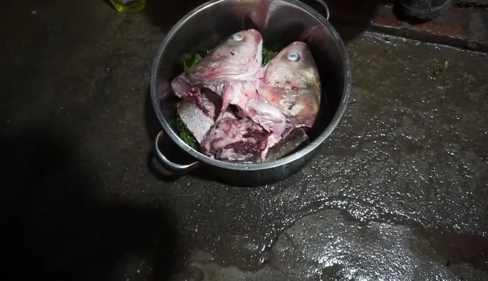 Cho thêm một lớp lá đinh lăng lên trên cá.