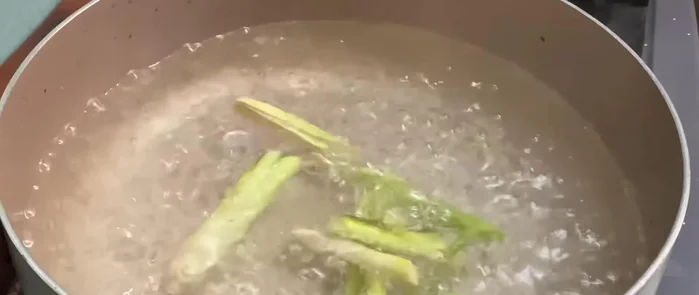 Rửa sạch và chặt vịt thành miếng vừa ăn. Chần vịt qua nước sôi có sả và muối để khử mùi hôi. (16.359)