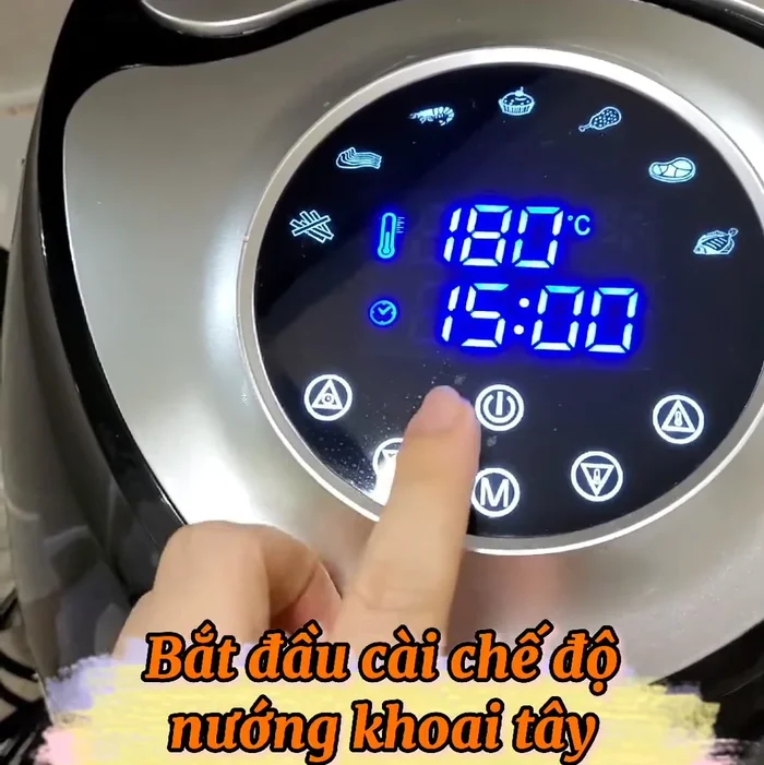 Điều chỉnh nhiệt độ ở 200 độ C và thời gian 20 phút.