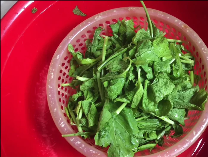 Rau cải thái dài khoảng 1cm.