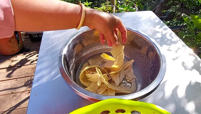 Trộn chuối với hỗn hợp đường, để khoảng vài phút cho chuối ngấm đường.