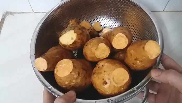 Để khoai lang khô ráo nước.